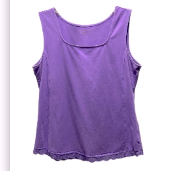 COLDWATER CREEK Camisole Tank Top Purple Lilac Stretch Lace Women Medium 10 12 - Picture 6 of 16